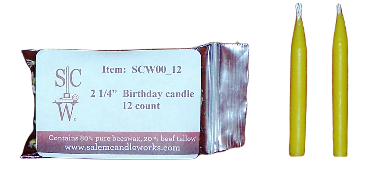2 1/4 Beeswax Candle 2 1/4 x 1/4 package of 12 [SCW00_12] 5.05