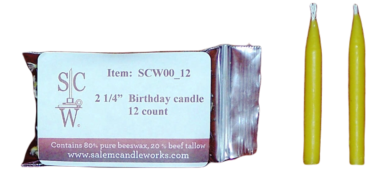 2 1/4 Beeswax Candle - 2 1/4 x 1/4 - package of 12 [SCW00_12